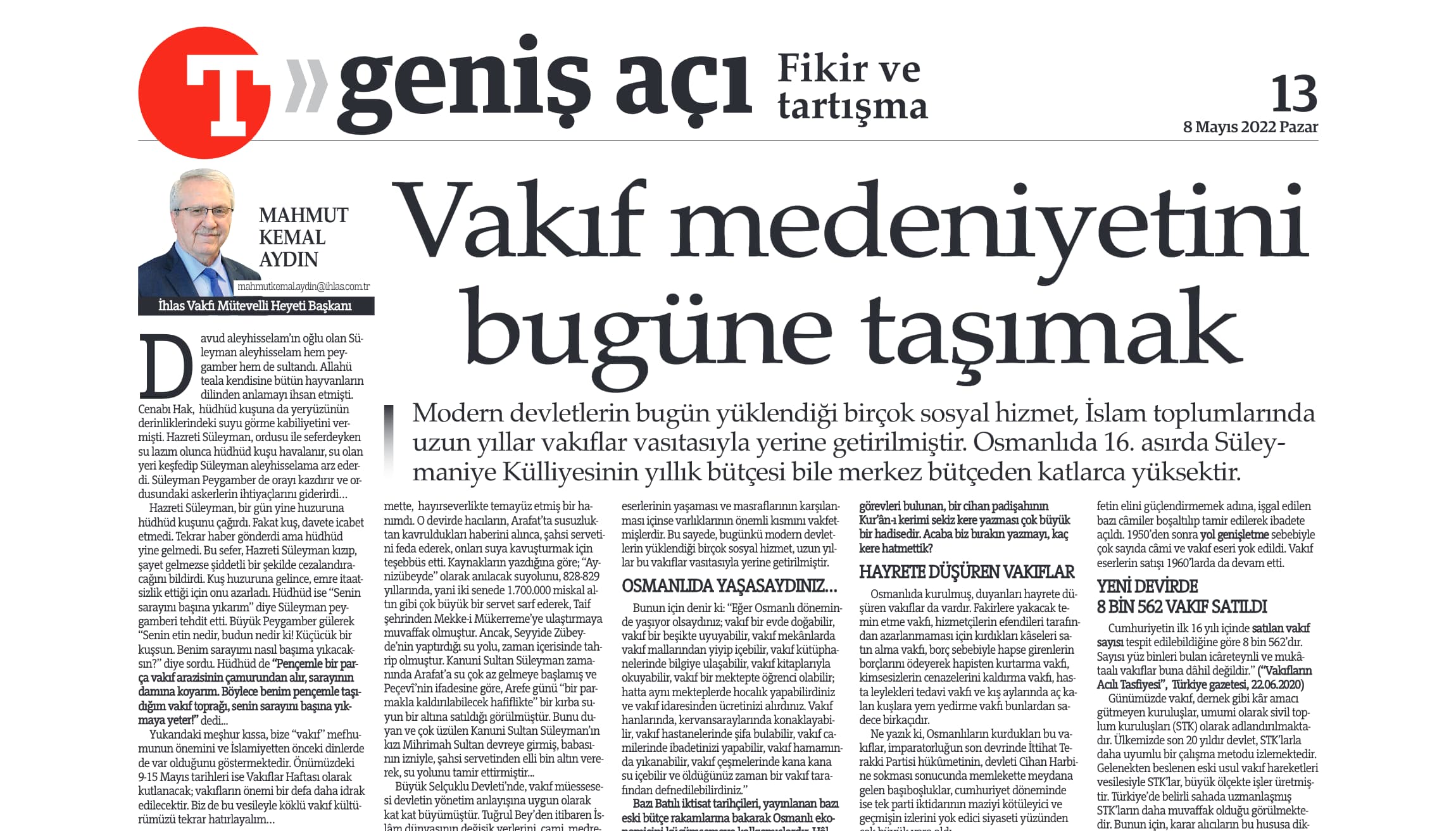Vakıf Medeniyetini Bugüne Taşımak